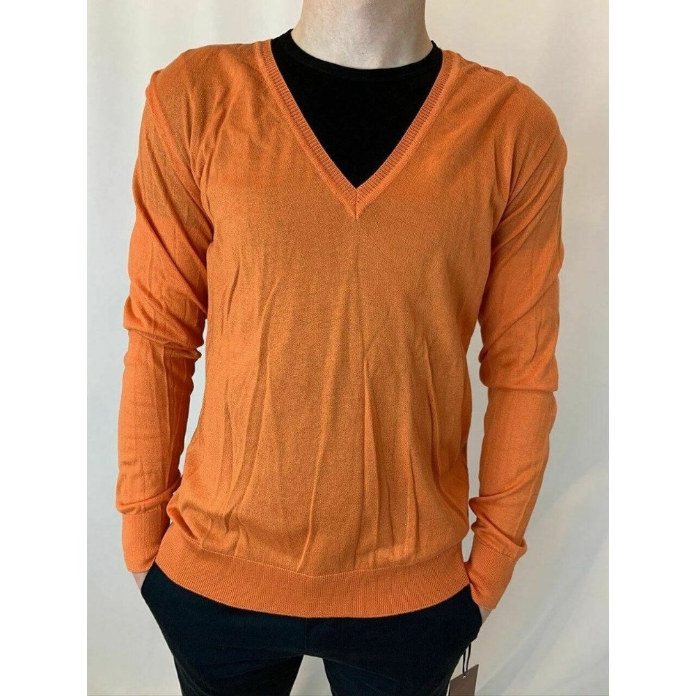 Ermanno Scervino Orange Lightweight V-Neck Sweater